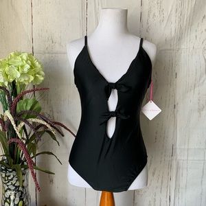 Vanilla Beach Knot Front Cheeky One Piece Black M NWT
